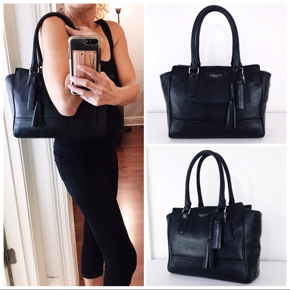 Coach Legacy Black Leather Medium Candace Satchel - Picture 2 of 11